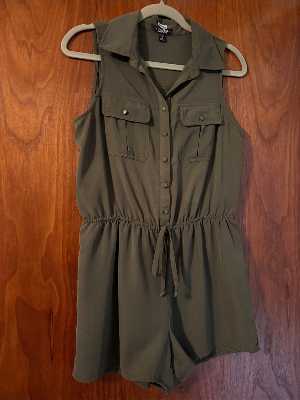 Bee Bop Olive Sleeveless Utility Romper